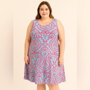 NWT New Cherfly Womens Plus Size 3XL 3X Summer Sundress Bright Vaction Vibes